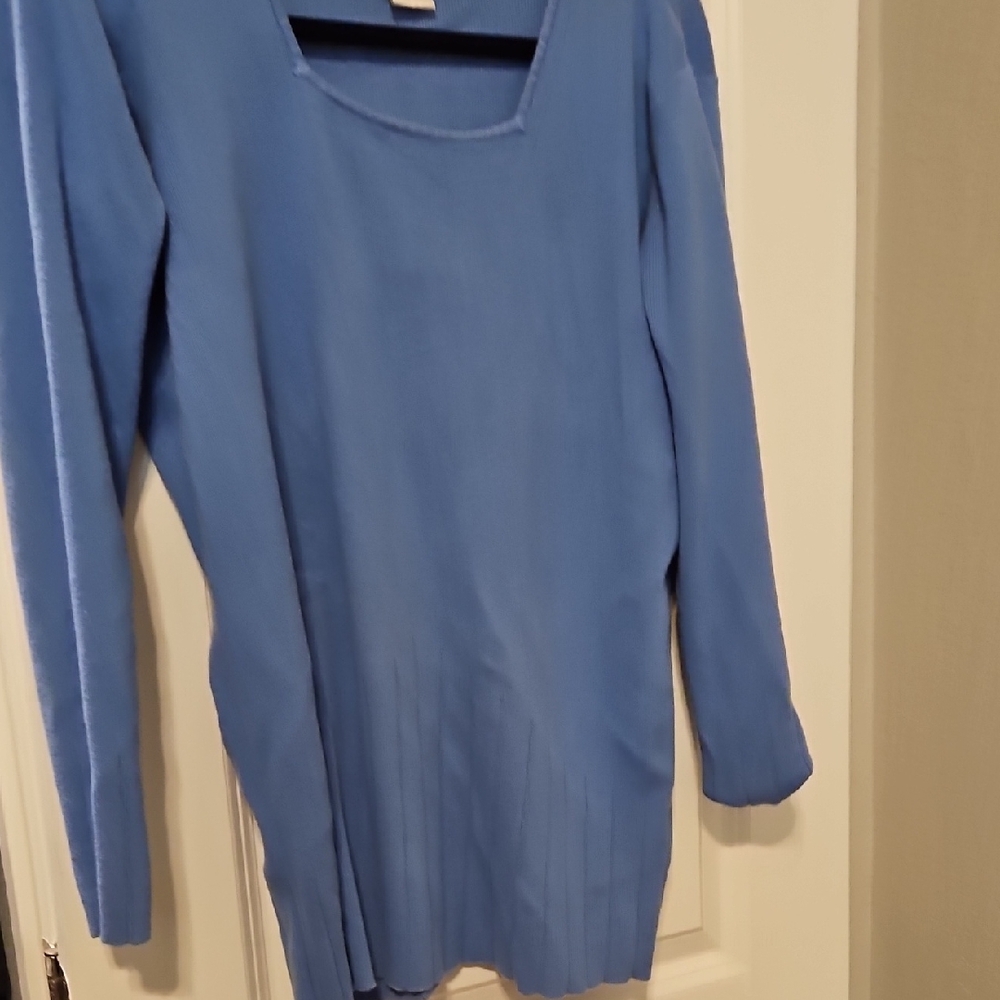 Natural Reflections Blue Crew Neck Knit Sweater